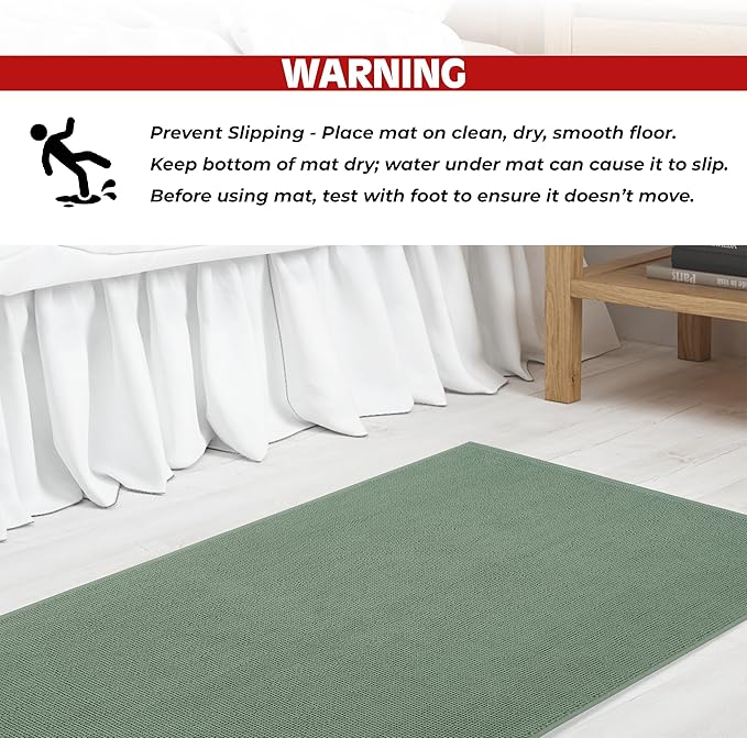 Cotton Paradise Bath Rug for Bathroom, 20x34 inch 100% Cotton Non Slip Bath Mat Rug, Soft Absorbent Machine Washable, Sage Green Bath Rug