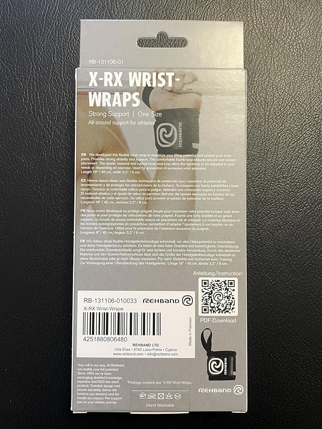 Rehband Wrist Wrap 1 Pair, Wrist Wraps Weightlifting, Training 18 inch, Wrist Wrap, Comfortable & Stabilizing Wrist Supports for Gym