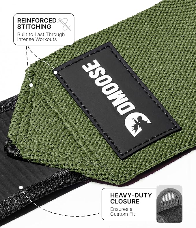 DMoose Fitness Elbow Wraps for Weightlifting (Pair) 40" Adjustable Brace for Joint Support, Pain Relief & Tendonitis - Elbow Straps for Weight Lifting, Bench Press & Gym Workouts, Band for Men & Women