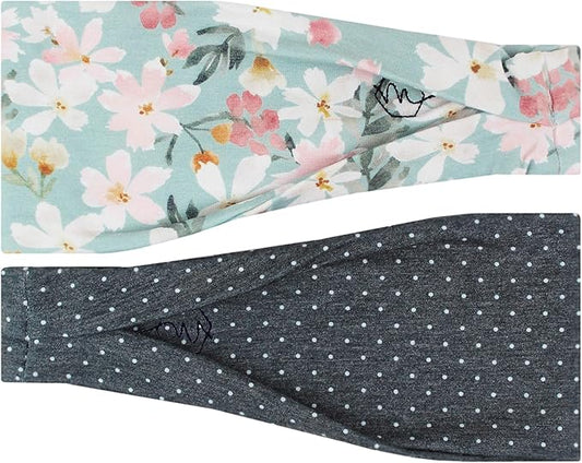 Maven Thread Headbands for Women - Wide Sports Headband for Running, Exercise, Gym, Athletic Workouts and Yoga, 4" Thick Non-Slip Sweatbands, 2Pack