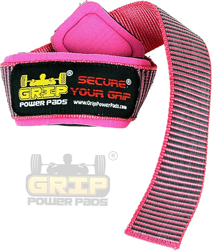 Heavy Duty Lifting Straps Neoprene Padded 1 Pair Wrist Wraps & Rubbery Grip Support Straps with Cotton Coated Rubber on One Side