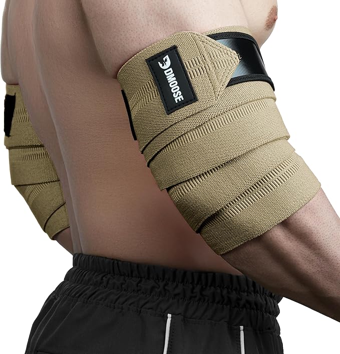DMoose Fitness Elbow Wraps for Weightlifting (Pair) 40" Adjustable Brace for Joint Support, Pain Relief & Tendonitis - Elbow Straps for Weight Lifting, Bench Press & Gym Workouts, Band for Men & Women