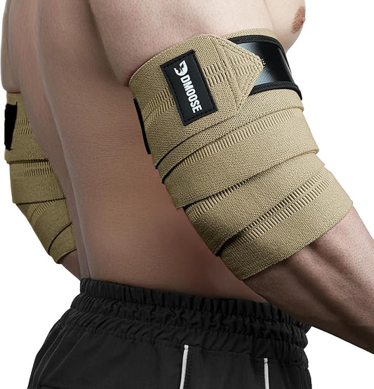 DMoose Fitness Elbow Wraps for Weightlifting (Pair) 40" Adjustable Brace for Joint Support, Pain Relief & Tendonitis - Elbow Straps for Weight Lifting, Bench Press & Gym Workouts, Band for Men & Women