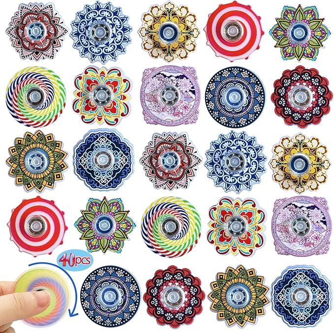 40 Pack Mini Fidget Spinner Toys Party Favors Easter Basket Goodie Bag Stuffers Gifts,Stress Relief Sensory Toys for Kids Teens Adults Autisms,Treasure Box Toy for Classroom Prizes Supplies (color-40)