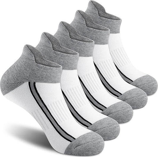 Gonii Men's Running Athletic Ankle Socks - Thick Cushioned Low Cut Socks (5 Pairs)