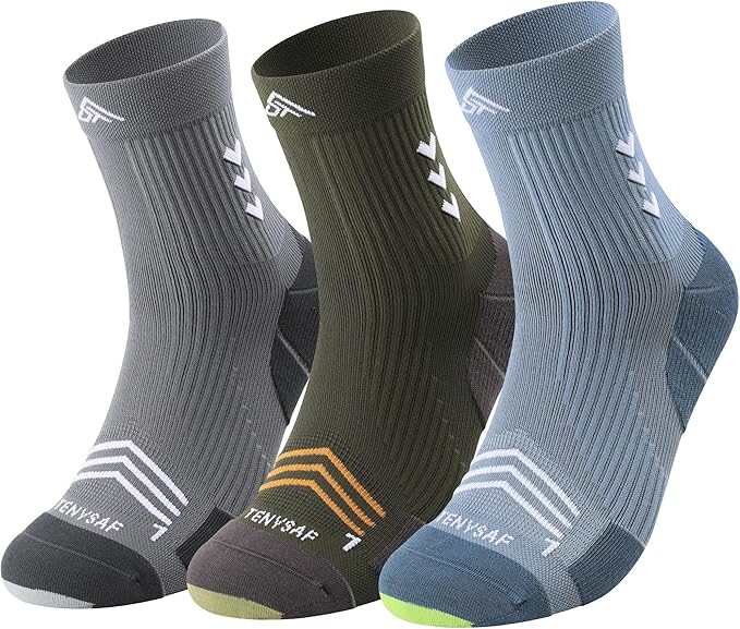 Compression Sport Running Socks: Athletic Crew Socks for Men Women Cycling Hiking Basketball Work,3 Pairs