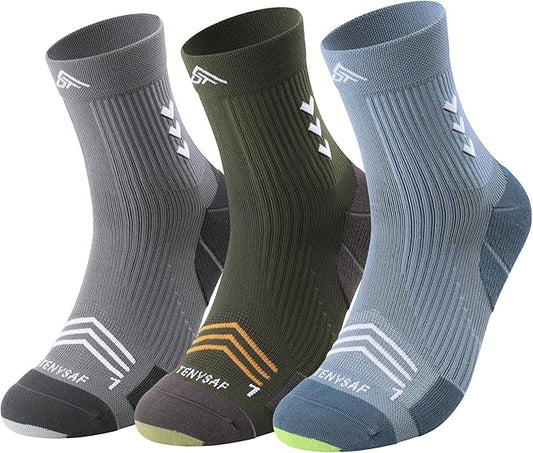 Compression Sport Running Socks: Athletic Crew Socks for Men Women Cycling Hiking Basketball Work,3 Pairs
