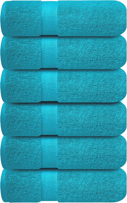 Infinitee Xclusives Teal Hand Towels for Bathroom - Set of 6 (16x28 inches) 600 GSM, 100% Cotton Ultra Soft, Quick Drying, Hotel Quality Hand Towel Set (Serene Teal)