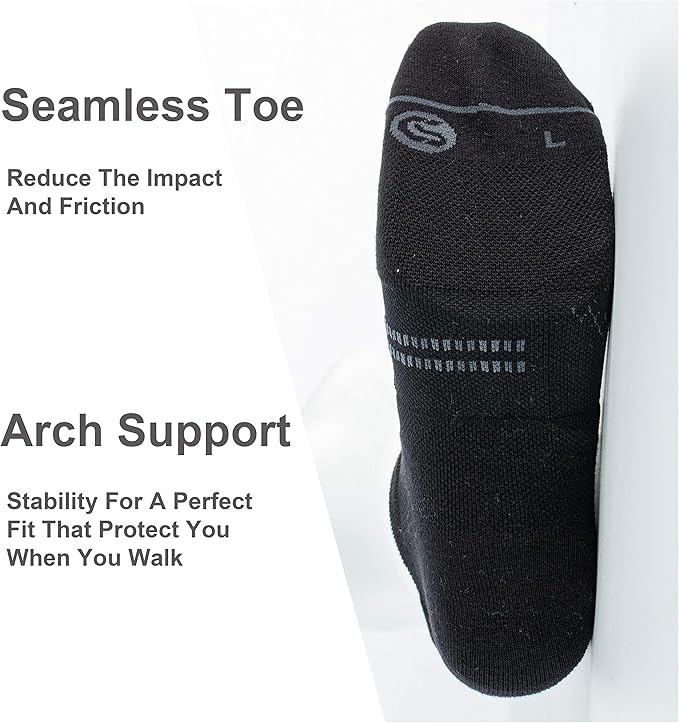 CS CELERSPORT 6 Pack Men's Running Ankle Socks with Cushion, Low Cut Athletic Sport Tab Socks