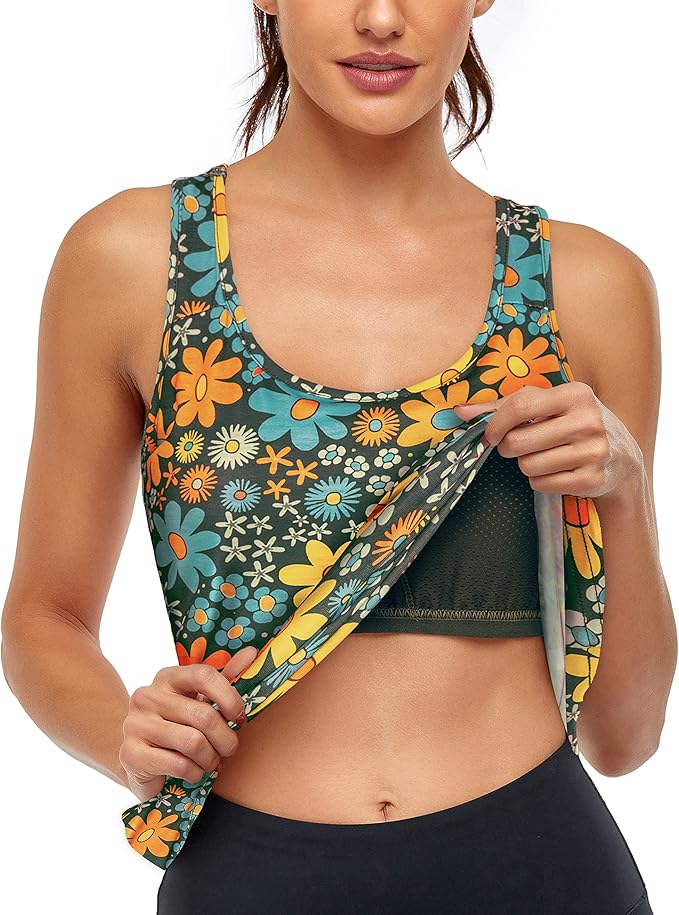 Cestyle Womens Tank Tops with Built in Bras Racerback Yoga Workout Sports Activewear