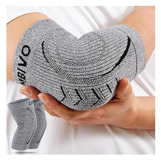 CAMBIVO 2 Pack Elbow Brace for Women and Men, Elbow Compression Sleeve for Tendonitis, Golf Elbow, Tennis Elbow, Arthritis, Bursitis, Weightlifting, and Basketball