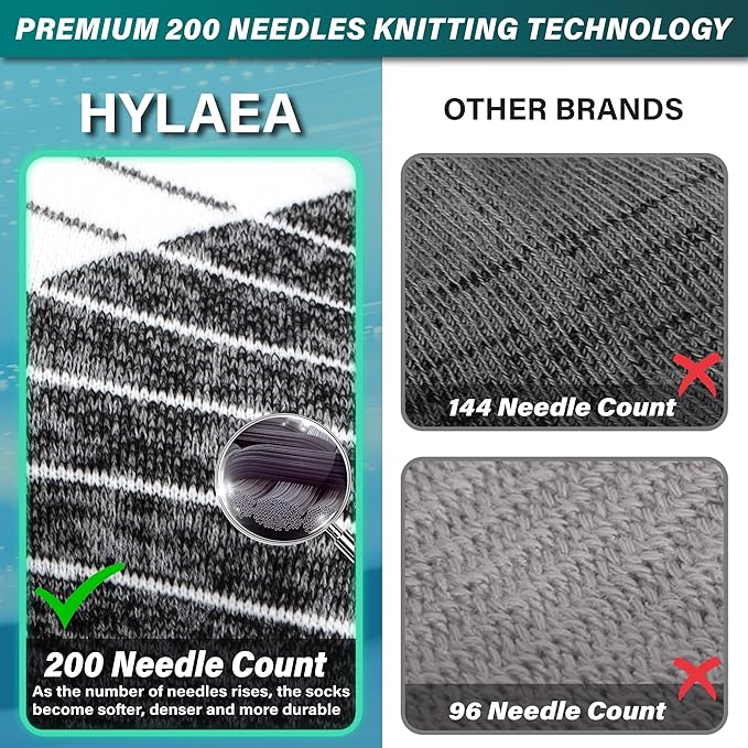 Hylaea Compression Running Socks for men, Coolmax Anti-Blister Cushion Crew Socks for Athletic, Moisture Wicking & Seamless