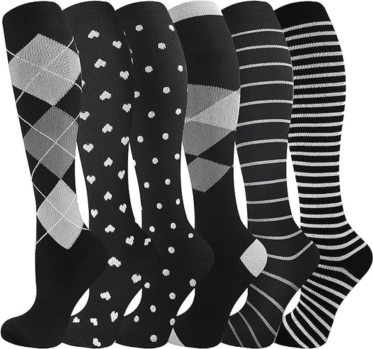 bropite Halloween Compression Socks for Women & Men-Pumpkin Ghost 6 Pairs 20-30mmhg Support Running Nurse Travel