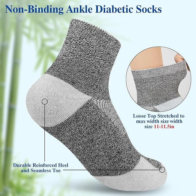 Diabetic Socks for Men,6 Pairs Ankle Mens Diabetic Socks,Diabetic Neuropathy Socks for Men 9-12