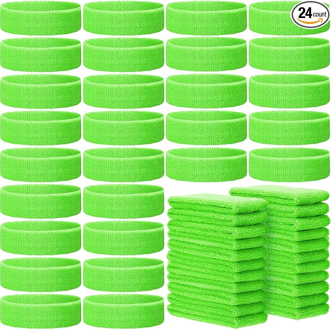 Libima 24 Pcs Kids Sports Headbands - Elastic Cotton Terry Sweatbands for Boys' Sports & Team Activities