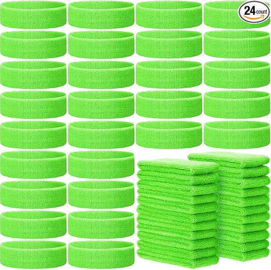 Libima 24 Pcs Kids Sports Headbands - Elastic Cotton Terry Sweatbands for Boys' Sports & Team Activities