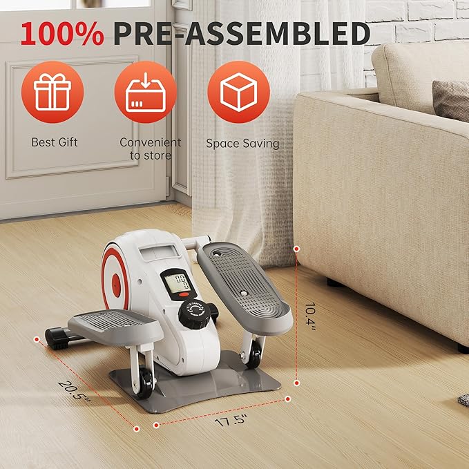 Under Desk Elliptical Machine, Ellipse Leg Exerciser as Seen on TV for Seniors, Pedal Exerciser Fully Assembled with 8 Resistance Levels, Portable Leg Exerciser for Home Office