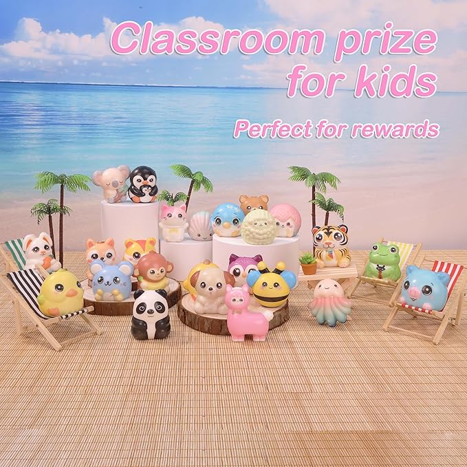 24 PCS Squishies for Kids Bulk - Party Favors 3-6,8-12 Prizes, and Rewards for School Classroom Treasure Box, Birthday Back-to-School Goodie Bags, Pinata Fillers Back to School Gifts