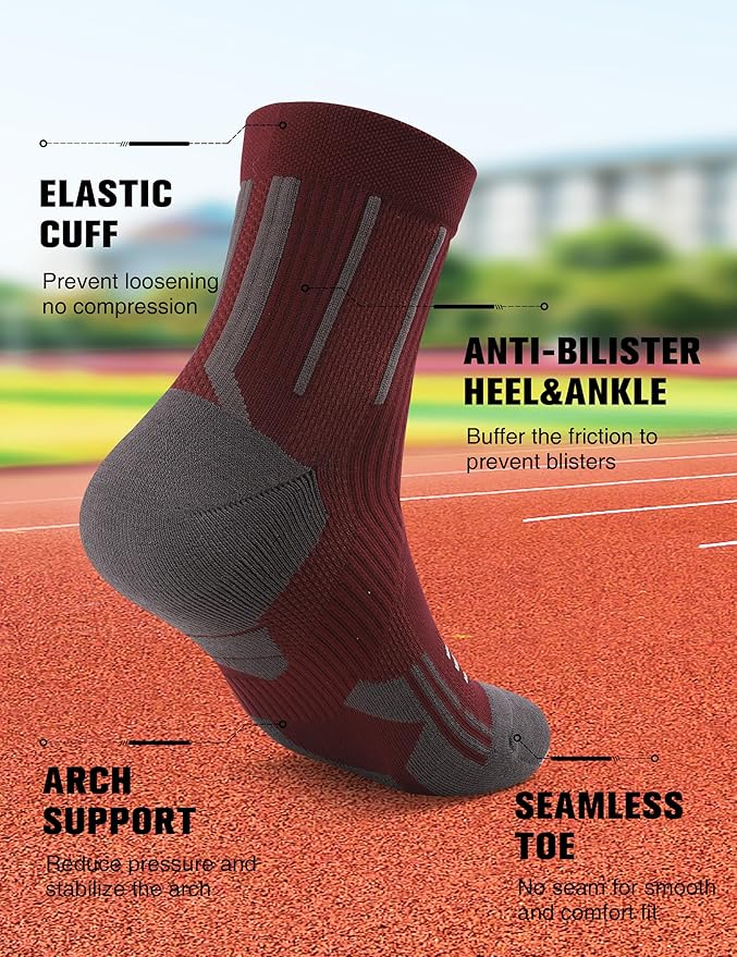 Compression Sport Running Socks: Athletic Crew Socks for Men Women Cycling Hiking Basketball Work,3 Pairs