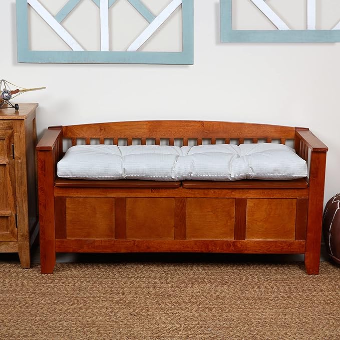 Klear Vu The Gripper Omega Non-Slip Tufted Bench Cushion for Indoor Furniture, Assembled in USA, Entryway Storage, Bay Window, Corner Nook or Piano Seat, 43 Inches, 01 Ivory