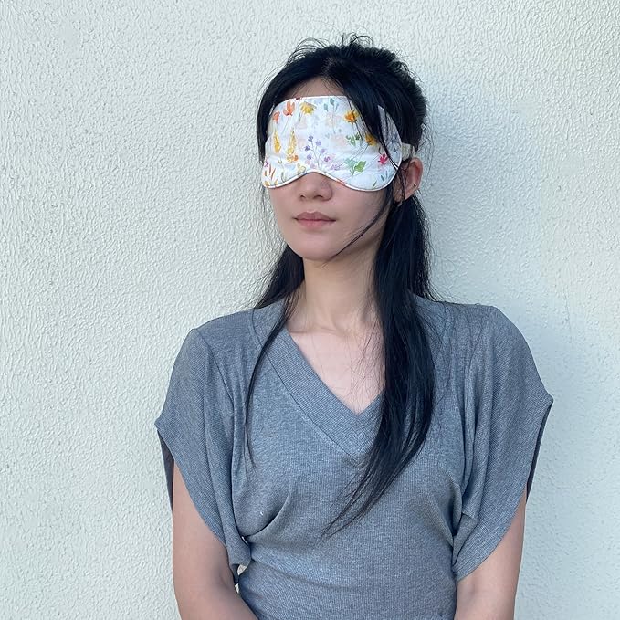 Sleep Mask Pure Cotton Eye Mask with Elastic Band,Comfort Sleeping Shade for Nighttime Sleeping, Traveling & Napping,Side Sleeper Eye Cover Cooling with Travel Bag Gift Package(Floral)