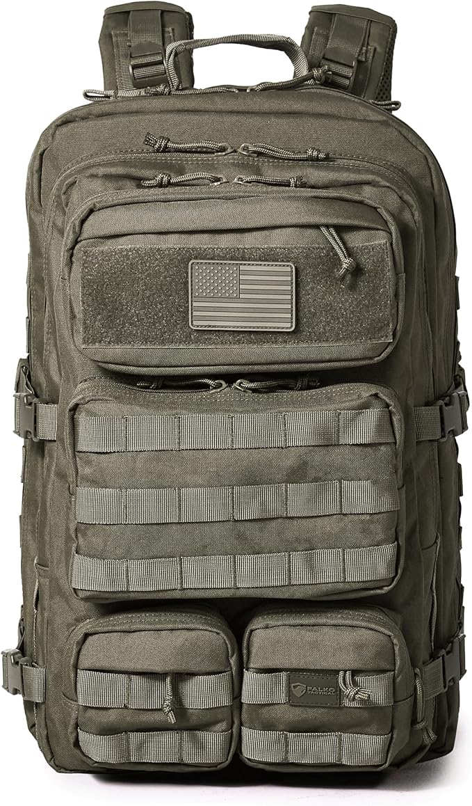 Falko Tactical Backpack 50L, 2.4x Stronger, Large Military Molle Rucksack, Heavy Duty, Work and Outdoors