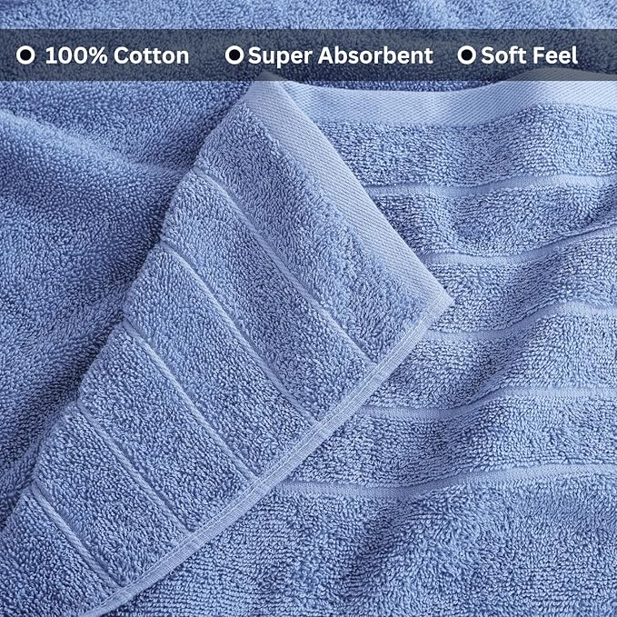Casa Platino 2 Pack Bath Sheet Sets, 36"x72" Hotel Towels, 100% Cotton, Quick Dry, Soft - Cerulean Blue