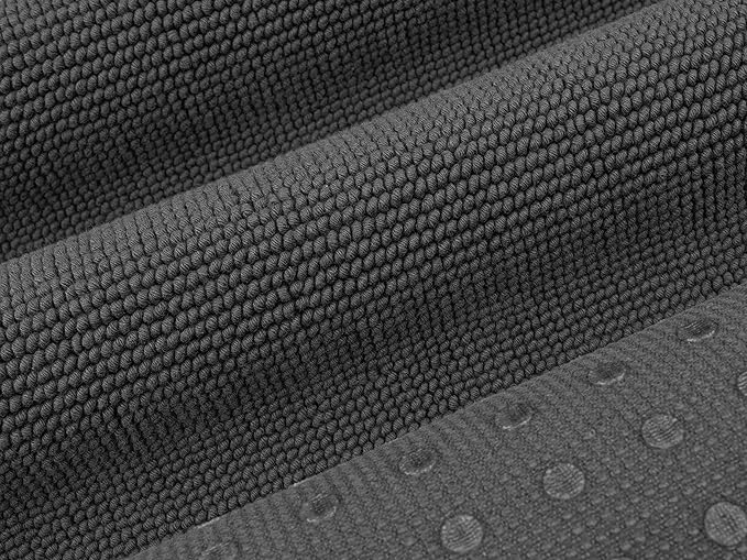 Cotton Paradise 100% Cotton Non Slip Bath Mats for Bathroom, 17x24 inch Soft Absorbent Quick Dry Machine Washable Floor Bath Mat, Dark Gray