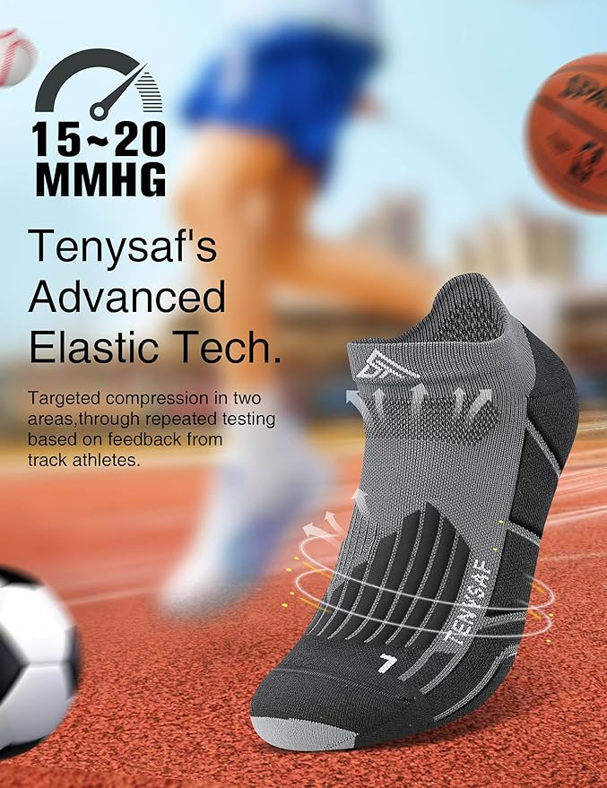 Compression Athletic Running Socks: Men Women's Low Cut Ankle Socks for Sport Enthusiasts Hiking Cycling Basketball