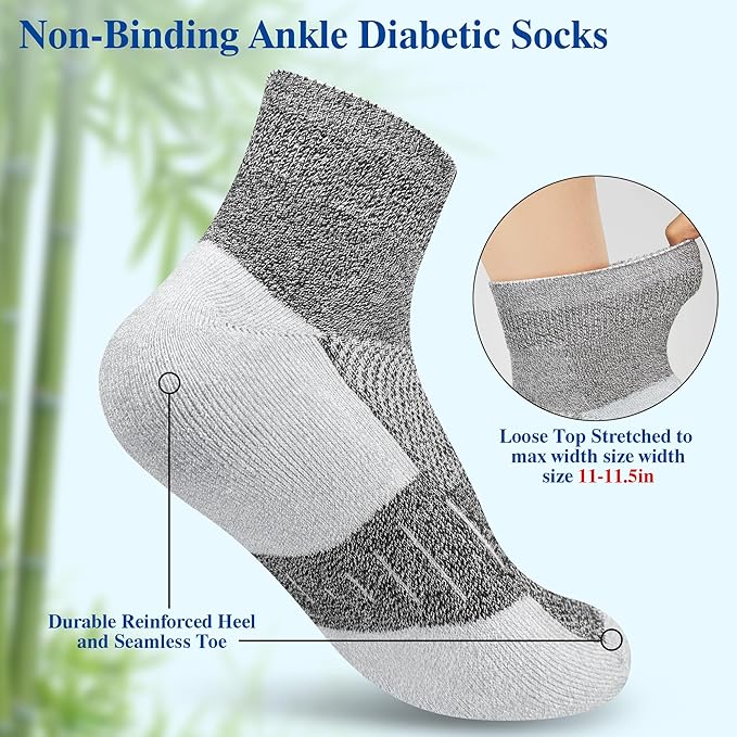 Diabetic Socks for Men,6 Pairs Ankle Mens Diabetic Socks,Diabetic Neuropathy Socks for Men 9-12