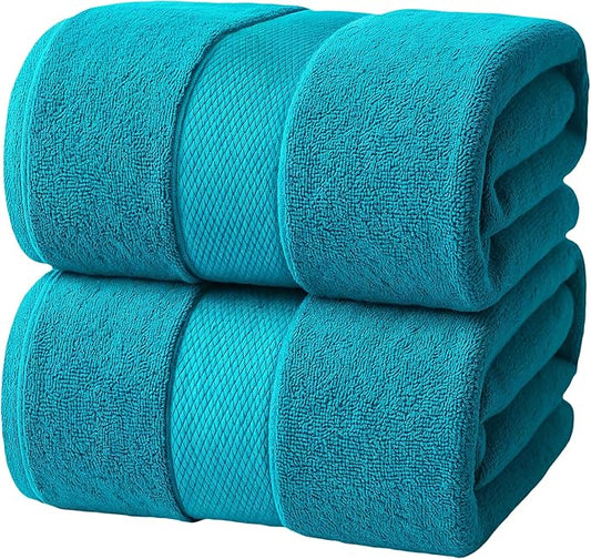 Infinitee Xclusives– Luxury Bath Sheets Towels – 2 Pack 600 GSM (35X70 Inches)– 100% Ring Spun Cotton Large Bath Towels for Bathroom (Serene Teal, Bath Sheet Pack of 2)