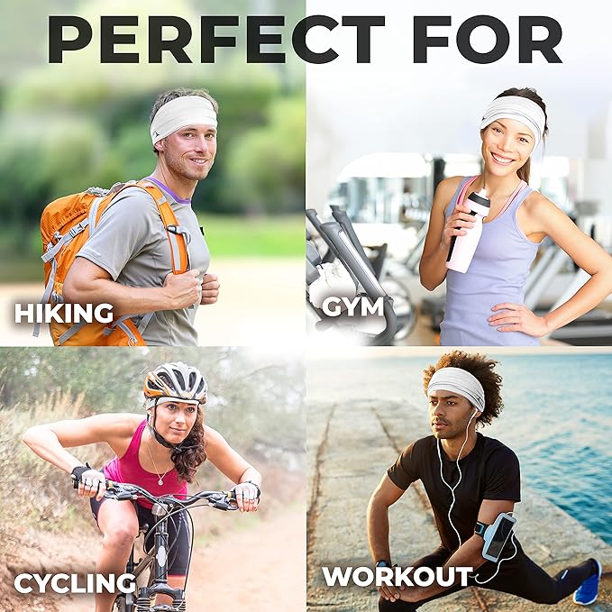 French Fitness Revolution - Stretchy Sports Headband for Men & Women - Guys Sweatband for Running, Cycling, Basketball, Yoga, Fitness - Moisture Wicking Workout Hairband - Made in Europe