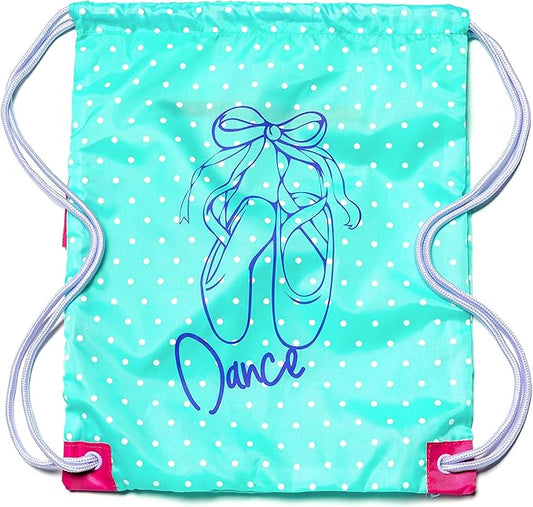 Girls Drawstring Dance Bag,Gym Sport Drawstring Bag,Dance Ballet Shoe Bag (Ice Green- Purple)
