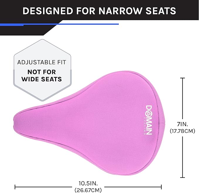 Bike Seat Cushion - Ultimate Comfort, Fits Peloton Seat Cushion and Most Exercise and Spin Bikes, Padded Gel Bike Seat Cover to Make Peloton Bicycle Seat Comfortable, 10.5”x7”