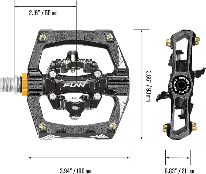 Funn Ripper Mountain Bike Clipless Pedals, Rocker Clip/Spring-Loaded Clip-in Mechanism, Compatible with SPD Cleats, 9/16" CrMo Axle Bicycle Pedals for MTB/Gravel Cycling