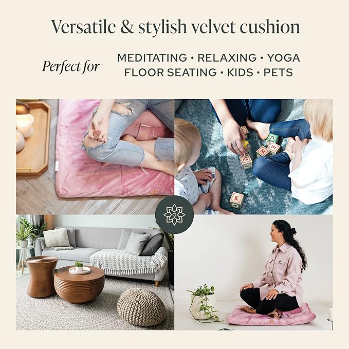 Mindful & Modern Zabuton Meditation Mat - Cotton Filled Yoga and Meditation Pad - Zabuton Meditation Cushion for Kneeling and Sitting Support - Large Rectangular Sitting Floor Pillow for Bench or Zafu