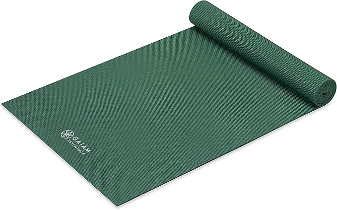 Gaiam Essentials Thick and Thin Yoga Mat Fitness & Exercise Mat with Easy-Cinch Carrier Strap