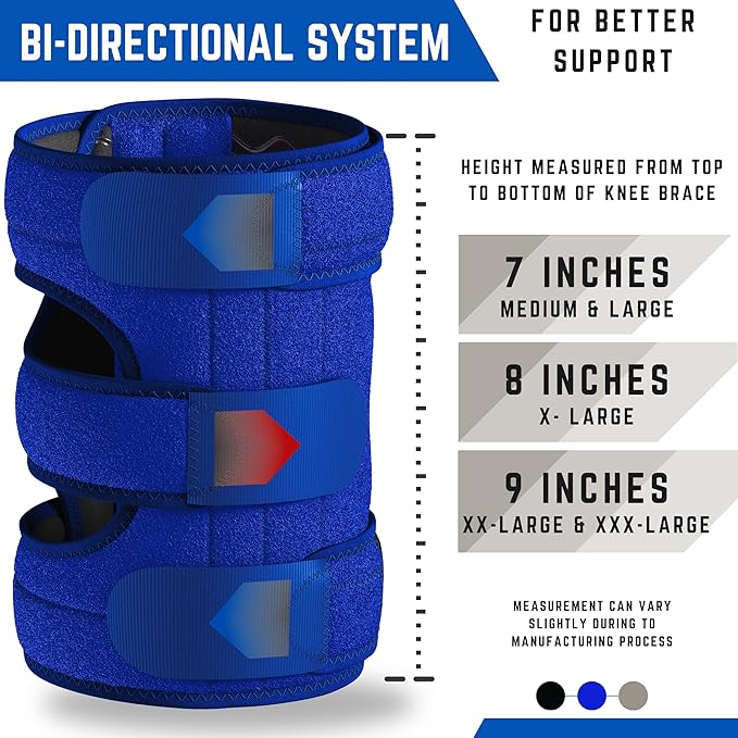 TechWare Pro Knee Brace Support - Knee Braces for Knee Pain. Relieves ACL, LCL, MCL, Meniscus Tear, Arthritis, Tendonitis Pain. Dual Stabilizers Non Slip Neoprene. Adjustable Bi-Directional Straps -5 Sizes
