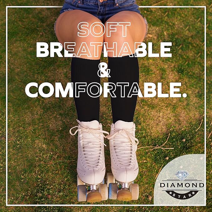 Diamond Star Men's 6 Pack Athletic Tube Socks Running Sports OVER THE CALF Full Cushioned Premium Soft Cotton Big and Tall