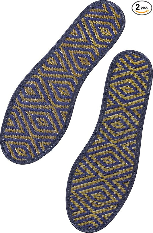 Japanese Traditional Organic Igusa Insoles, Smooth Sweat-Absorbing Deodorant Non-Slip Breathable Insoles Made of Igusa (Japanese Soft Rush Grass) (US Size 10, 28-28.5cm, Blue)