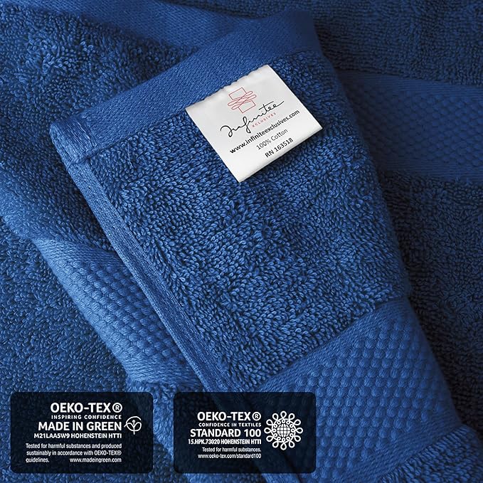 Infinitee Xclusives– Luxury Bath Sheets Towels – 2 Pack 600 GSM (35X70 Inches)– 100% Ring Spun Cotton Large Bath Towels for Bathroom (Tranquil Navy, Bath Sheet Pack of 2)
