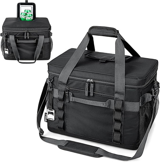 OPUX Cooler Bag, 48 Cans Insulated Soft Collapsible Portable Cooler, Soft Sided Leakproof Cooler for Beach Camping with Shoulder Strap, Ice Chest for Travel Road Trip Picnic, Black