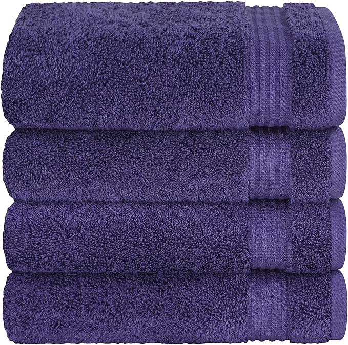 Cotton Paradise Hand Towels for Bathroom, 100% Cotton Turkish 4 Piece Hand Towel Set, Soft Absorbent Face Towels, Purple Hand Towels