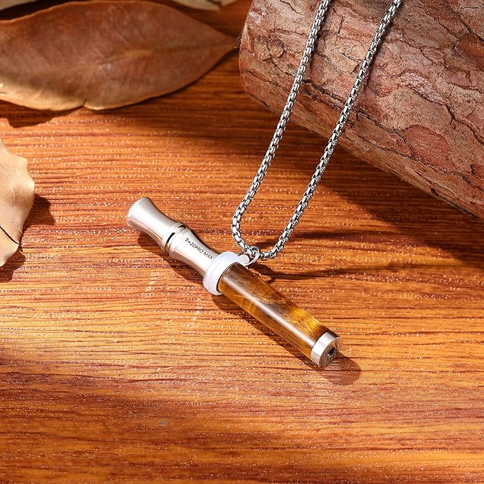 Breathe Free Necklace with Filter, Anxiety & Stress Relief Breath Tool for Meditation, Mindfulness and Relaxation,Natural Stone Breathing Necklace, Portable Wellness Gift for Adults