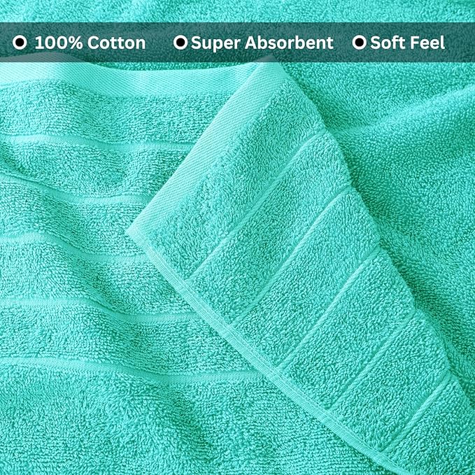Casa Platino Large Bath Sheets, 4 Pack Bath Sheet(36"x 72"), 100% Ring Spun Cotton Bath Sheets, Lightweight Bath Sheet, Soft Bath Sheet Set, Quick Drying Bath Sheets, Bath Sheet Towels - Aqua Sky