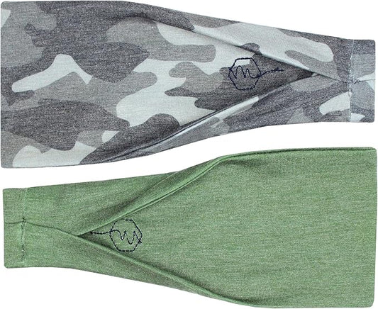 Maven Thread Workout Headbands for Women, 2Pack - 4 inch Thick Wide, Non Slip Sweatbands for Women, Ideal for Exercise, Gym Hairband for Athletic Workouts and Yoga, Black Marble