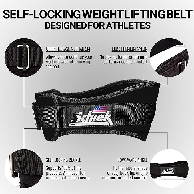 Schiek Sports 2006 Nylon 6 Inches Weight Lifting Belt - Support Belt for Power Lifting