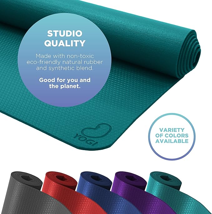 Bean Products Yogi Premium Yoga Mat | Closed Cell, Non-Skid, Slip Resistant, Double Sided | 4mm Thick (73” L x 24” W) Extra-Long | Non-toxic, SGS Certified | Earth-Friendly Exercise Gym Mat