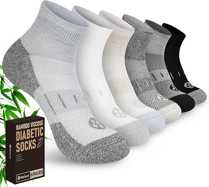 Diabetic Socks for Men,6 Pairs Ankle Mens Diabetic Socks,Diabetic Neuropathy Socks for Men 9-12