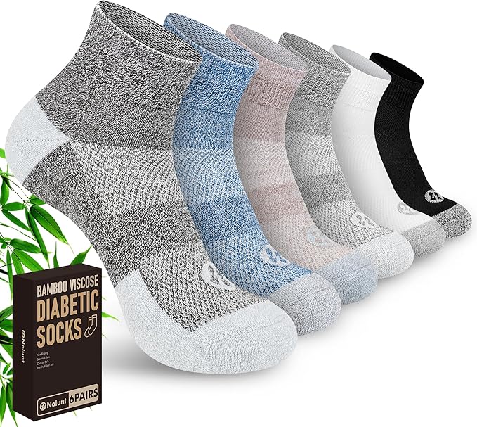 Diabetic Socks for Men,6 Pairs Ankle Mens Diabetic Socks,Diabetic Neuropathy Socks for Men 9-12